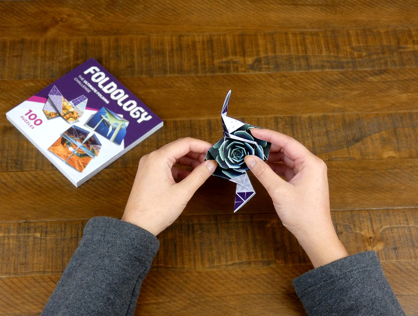 FOLDOLOGY Origami Puzzle Game – 100 Brain Teasers for Ages 10+, Hands-On STEM Toy, Travel Game & Gift, Fold the Paper to Complete the Picture