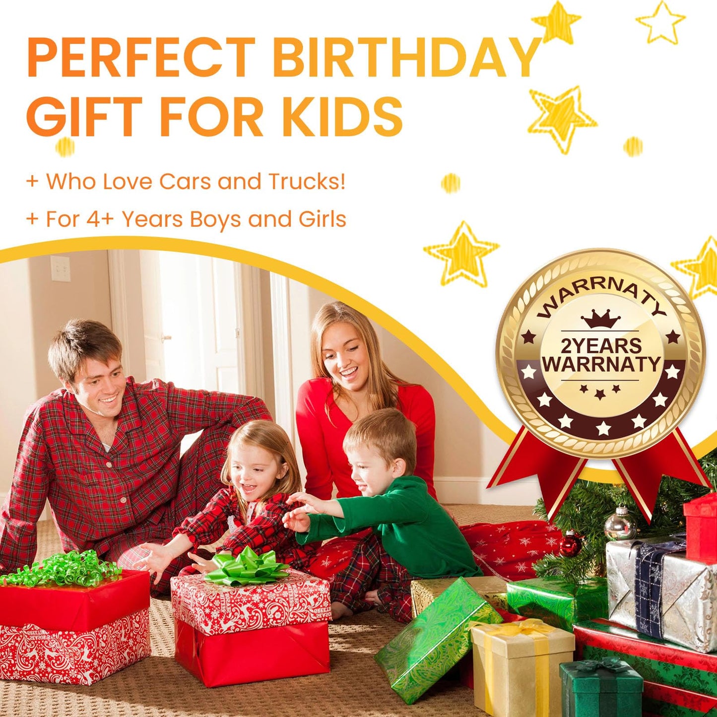 15 Ft Flexible Kids Race Track with 3 Cars & Storage Bag – Safe, Durable, Easy to Clean, Fun Birthday Gift for Ages 4-9 (Orange)