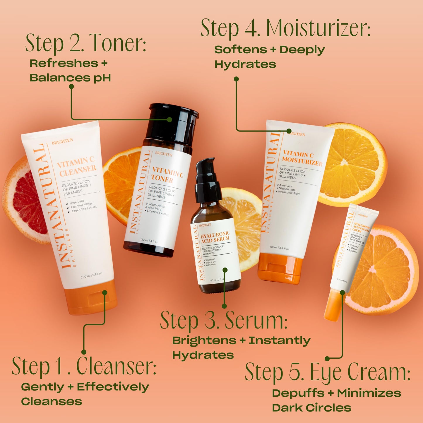 InstaNatural Hyaluronic Acid Eye Gel Cream - Hydrates, Reduces Puffiness, Dark Circles & Wrinkles with Vitamin C, Caffeine & Peptides, 0.5oz