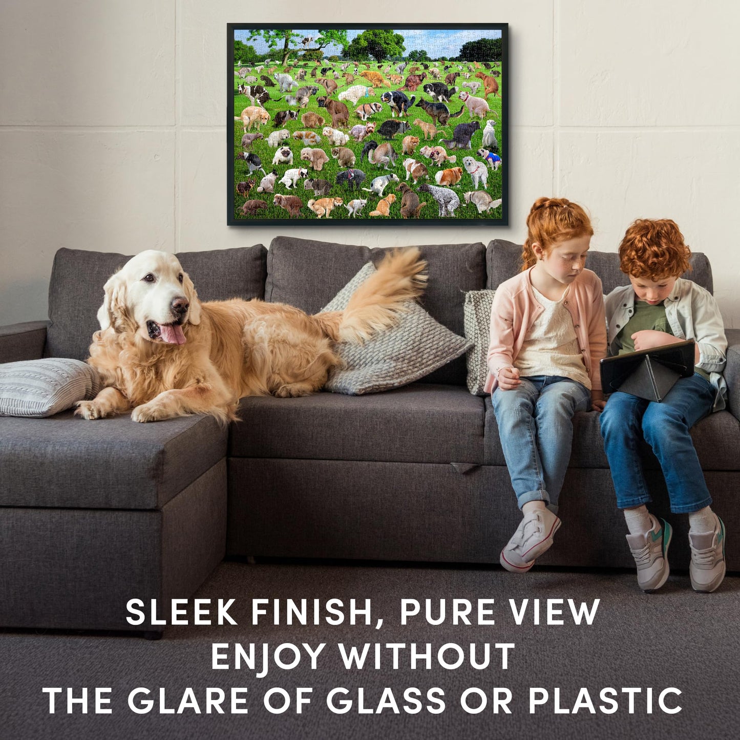 Funwares 20x27 Puzzle Frame – Matte Black Finish, Easy Assembly, Lightweight Design, Fits 1000 Piece Puzzles, Built-In Hanging Hooks