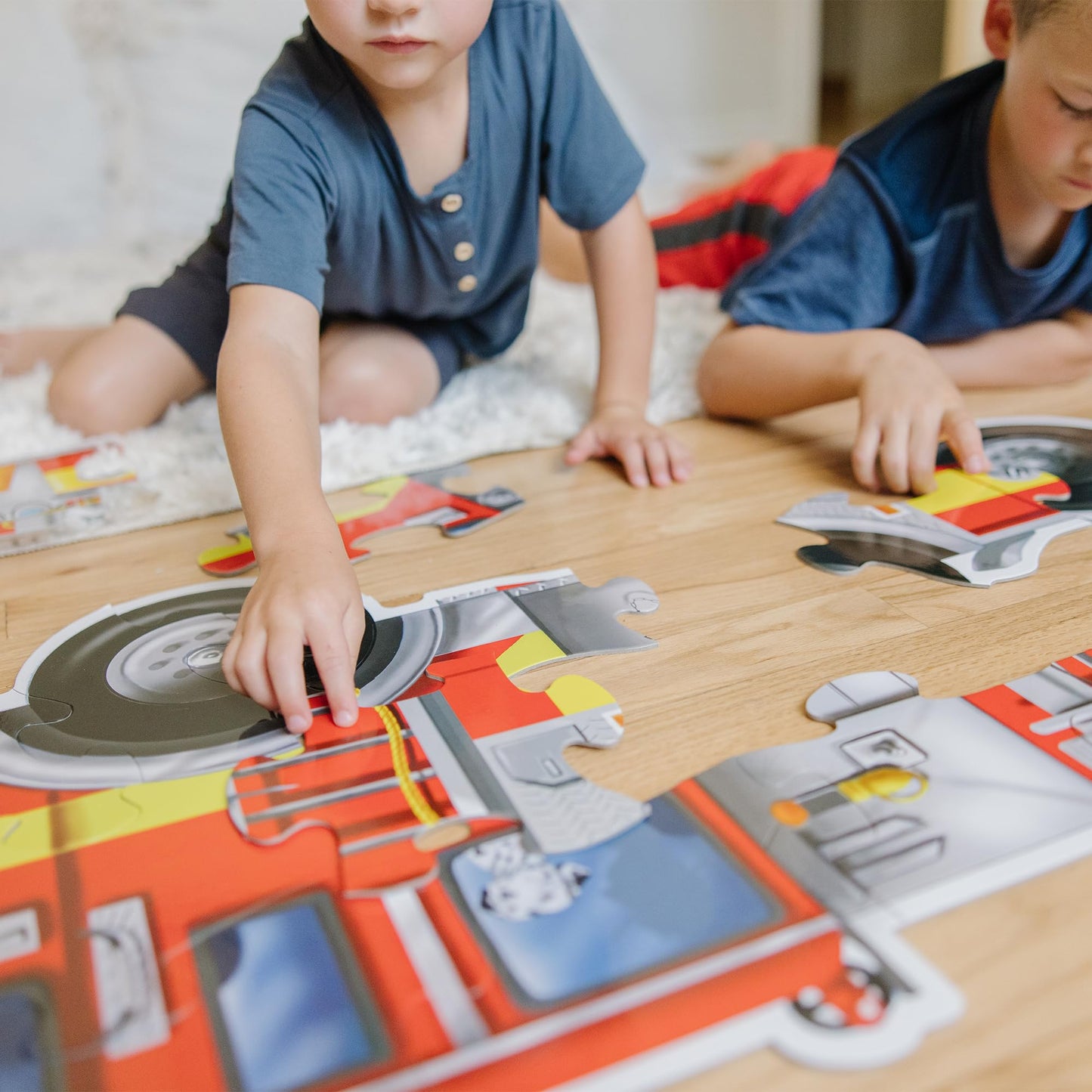 Melissa & Doug Fire Truck Jumbo Jigsaw Floor Puzzle (24 pcs, 4 feet Long) - FSC Certified