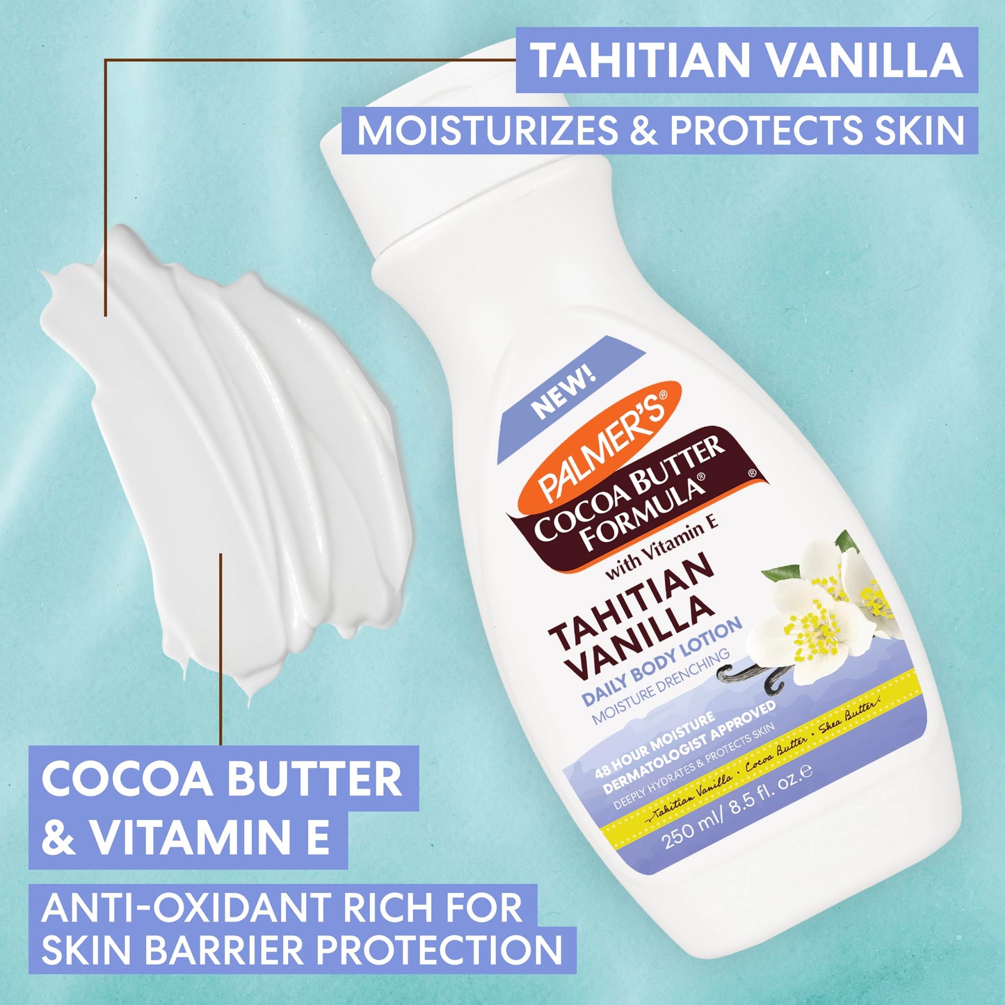 Palmer's Cocoa Butter Tahitian Vanilla Body Lotion, 8.5oz – Daily Moisturizer with Shea Butter & Vitamin E for 48-Hour Hydration
