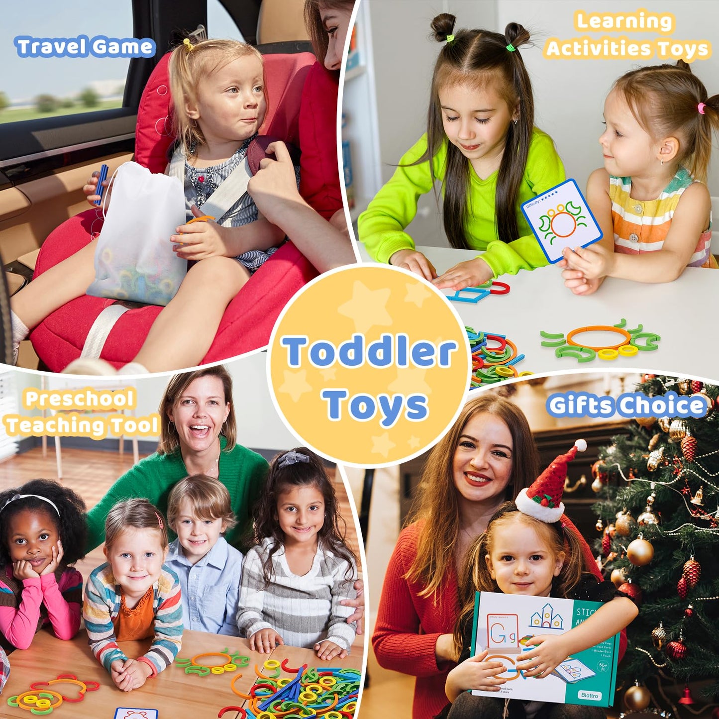 142pcs Wooden Pattern Blocks & Tangram Puzzle Set – STEM Brain Teaser, Montessori Activity Toy for Kids Ages 3-5, Gift for Boys & Girls