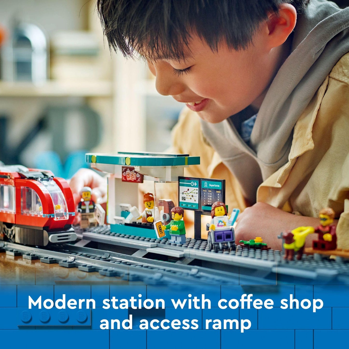 LEGO City Downtown Streetcar & Station Train Set, Building Toy for Kids 7+, Pretend Play & Imagination, Birthday Gift for Boys & Girls