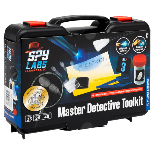 Spy Labs Master Detective Toolkit V2 - Forensic Science Kit for Kids | Collect & Analyze Evidence | Fingerprints, Footprints & Tire Tracks | 32-Page Storybook