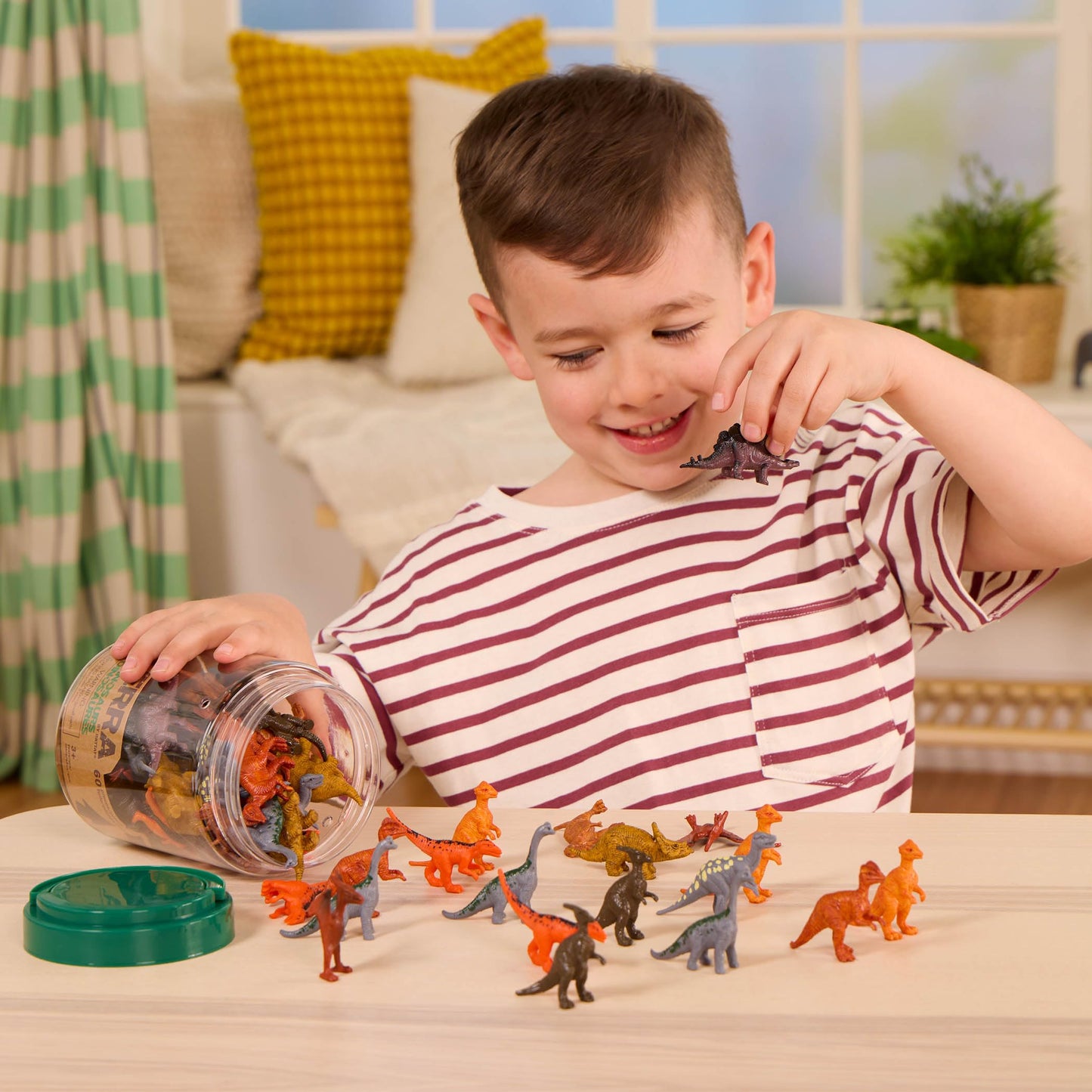Terra by Battat – 60-Piece Dinosaur Figures Set, Mini Plastic Animals for Kids, Educational Toy & Birthday Party Playset, Ages 3+