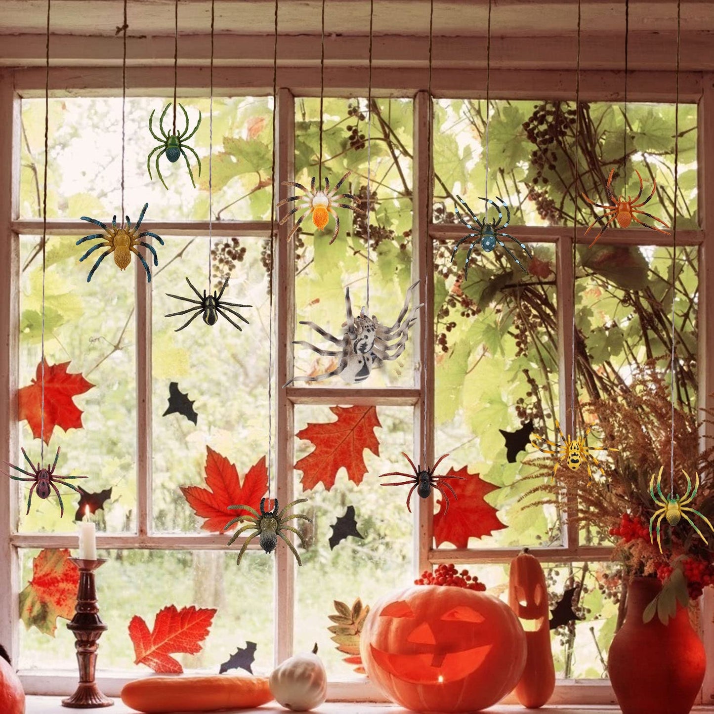 FLORMOON Realistic Spider & Insect Figures – Lifelike Animal Toy Set for Kids, Toddlers, Educational & Birthday Play (Giant Whiteknee)