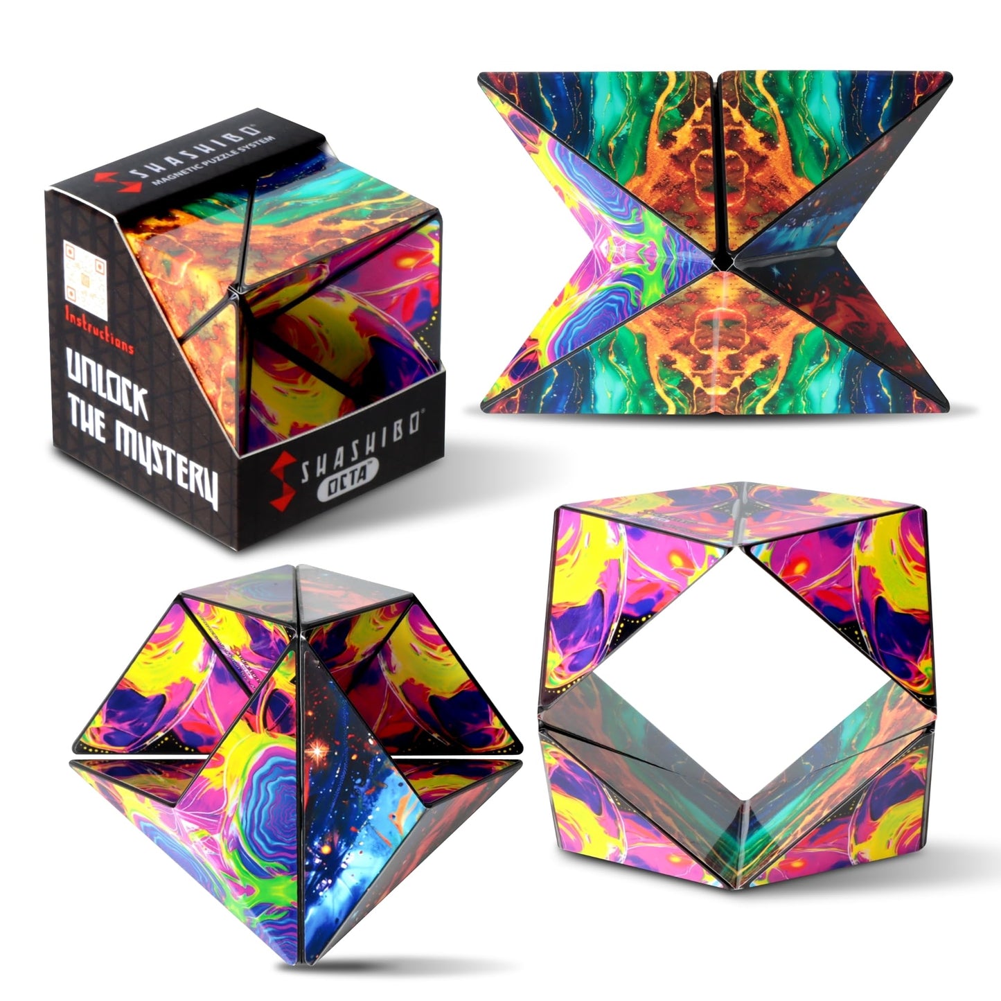 Shashibo OCTA Shape Shifting Fidget Toy – Magnetic STEM Brain Teaser for Kids 8-12, Teens & Adults, Endless Shapes, Compatible with All Cubes