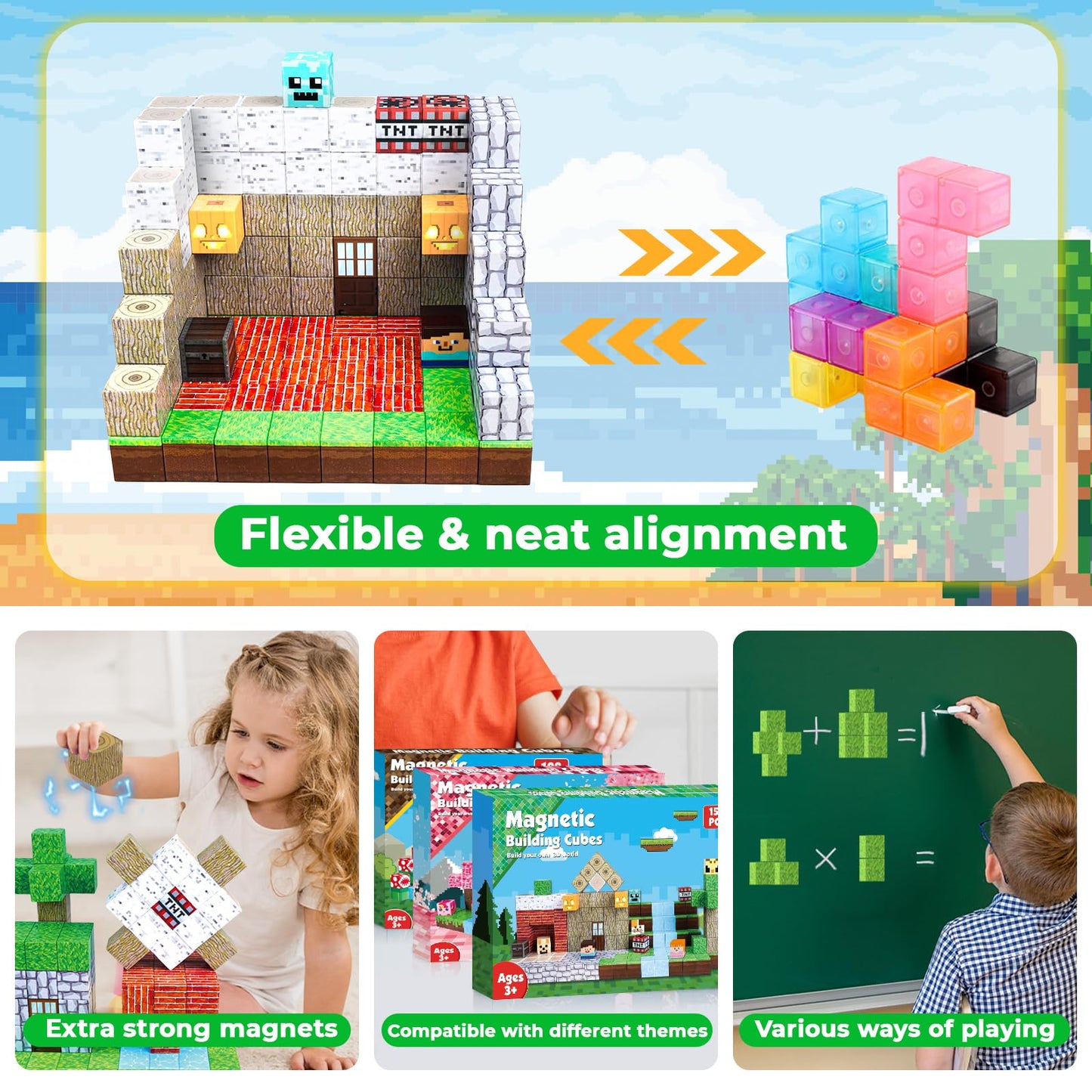ToyUnited 150PCS Magnetic Building Blocks Set – STEM Magnet Cubes, Forest World Construction Toy for Kids Ages 3-8, Birthday & Easter Gift