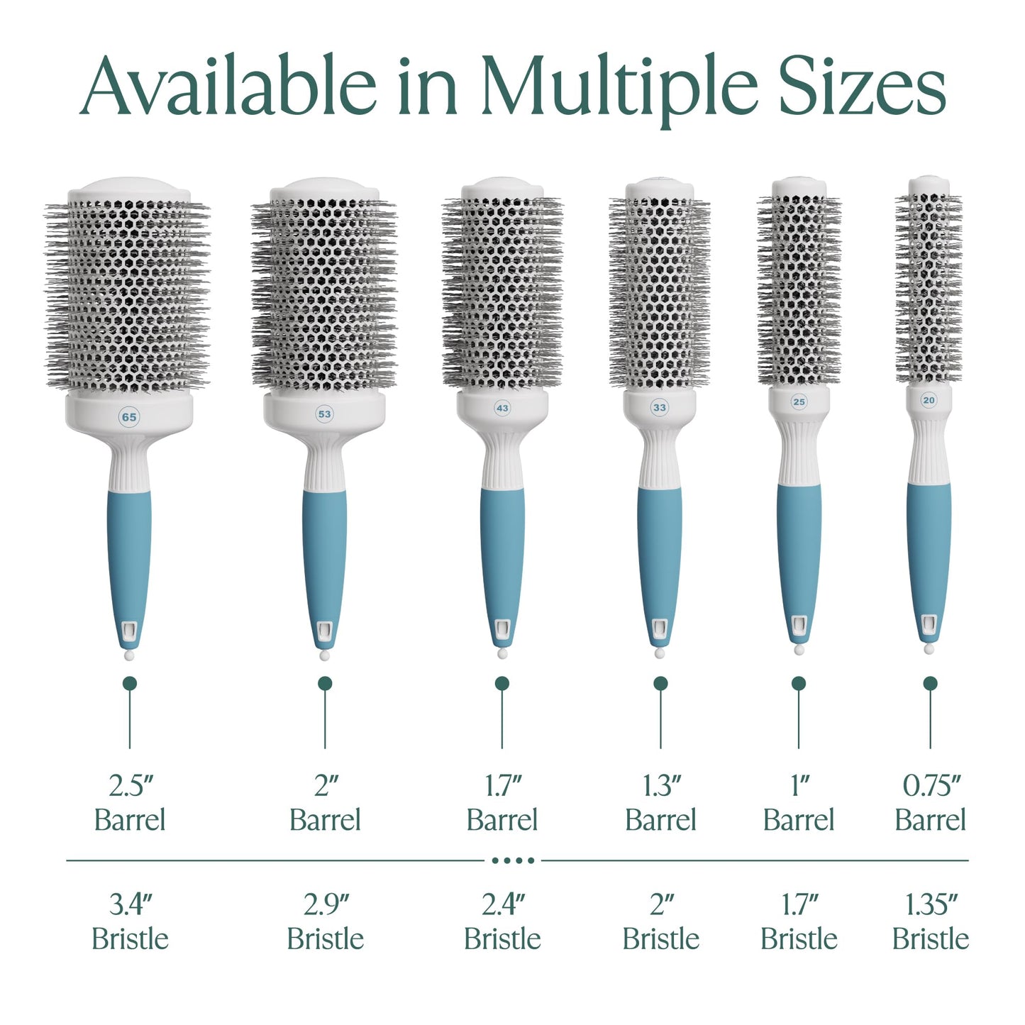 Medium Round Brushing Brush - Ceramic Hair Brush for a Smooth Salon Style Look - Professional Brushing Brush Ideal for All Hair Types - 43 mm