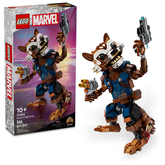 LEGO Marvel Rocket & Baby Groot Minifig Set, Guardians of the Galaxy Action Toy for Kids 10+, Buildable Figure for Play & Display, 76282