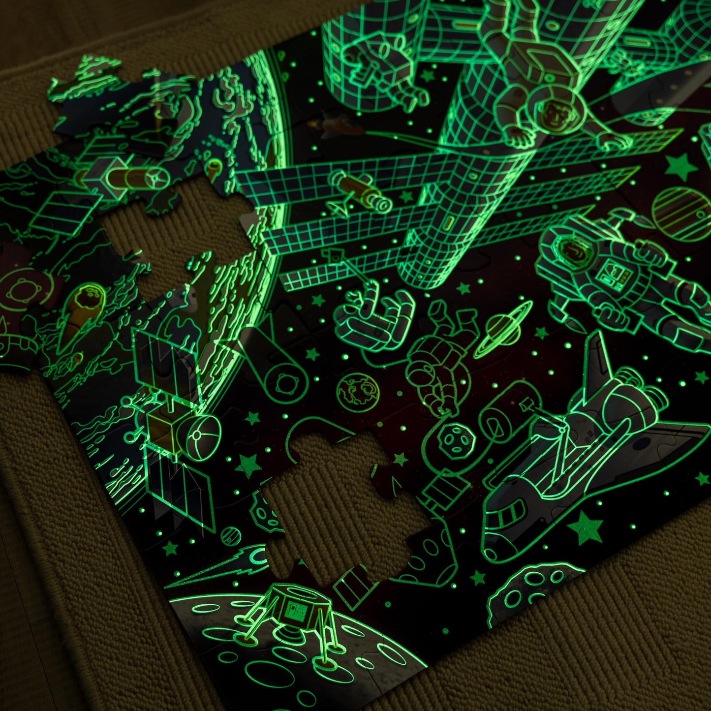 Melissa & Doug Outer Space Glow-in-The-Dark Cardboard Jigsaw Floor Puzzle – 48 Pieces, for Boys and Girls 3+ - FSC-Certified Materials