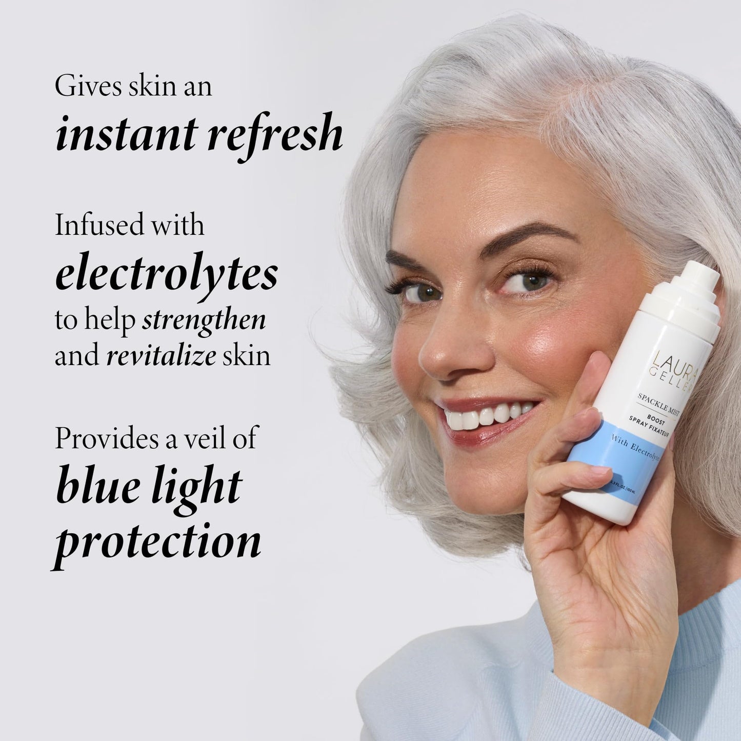 LAURA GELLER New York Spackle Mist Boost Setting Spray – Long-Lasting, Dewy Finish, Electrolytes & Blue Light Protection