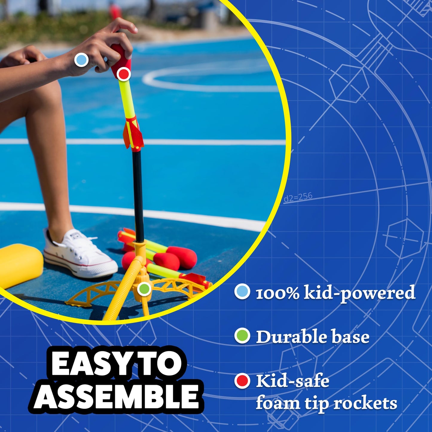 Stomp Rocket Ultra Rocket Launcher for Kids - 4 Foam Rockets, Adjustable Stand, Multi-Player Outdoor Fun Toy for Boys & Girls