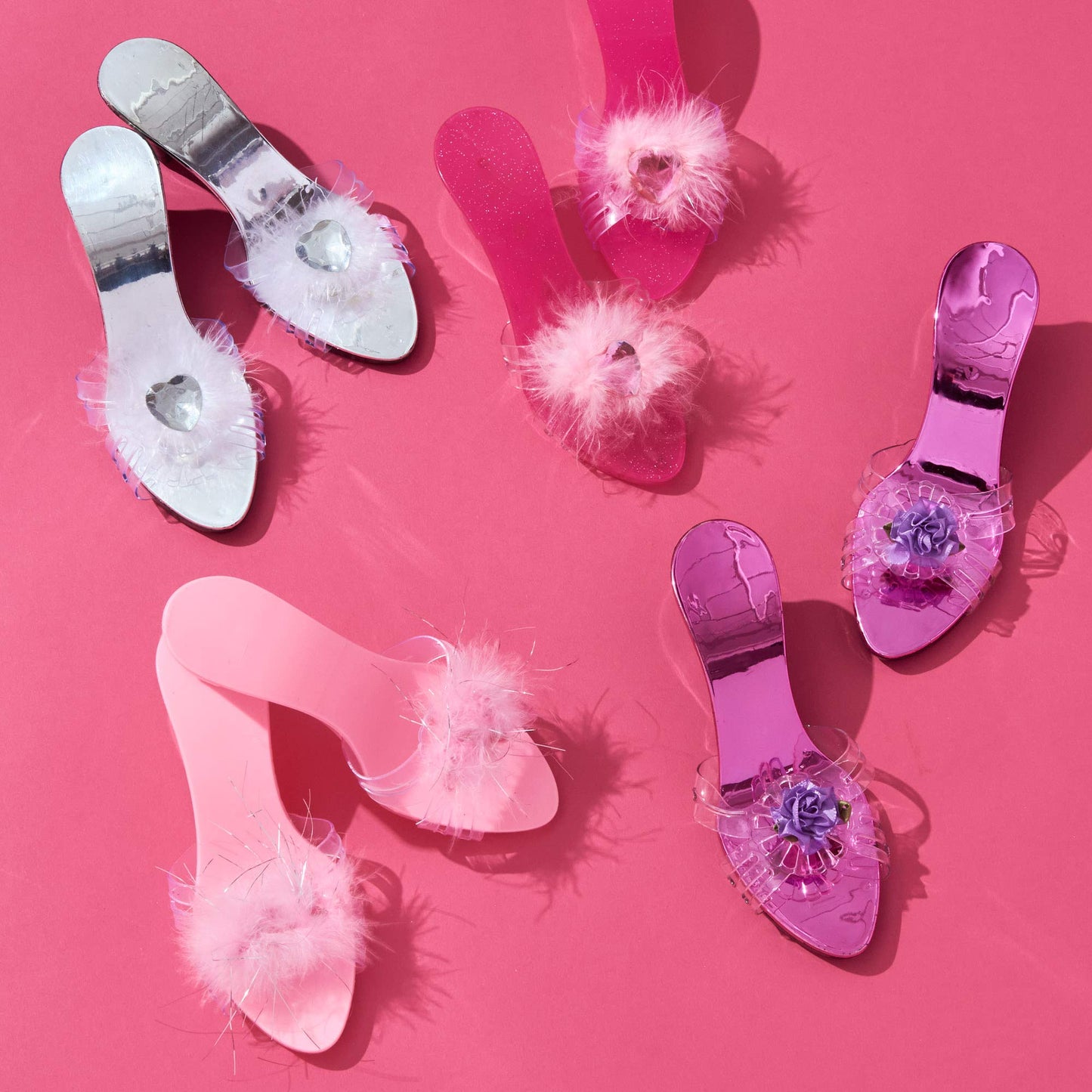 Expressions Toddler Girls Kids 4 Pack Dress Up Royalty Shoes with Heels Set in Carrying Bag - Fits Toddler Shoe Size 7-10