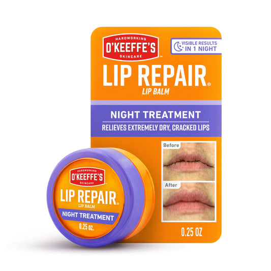 O'Keeffe's Lip Repair Night Treatment Lip Balm for Dry, Cracked Lips - 0.25 Ounce Jar (1 Pack) - Moisturizer Extremely Cracked, Dry Lips