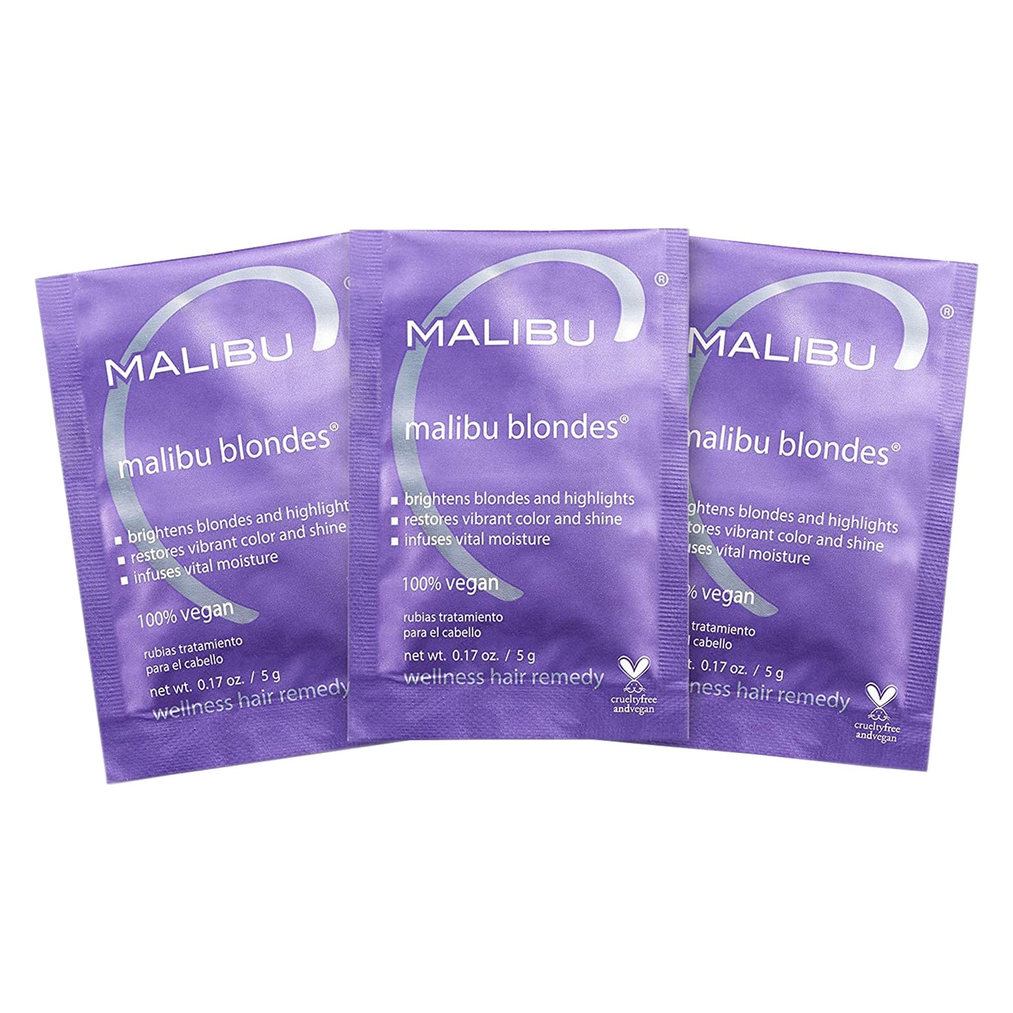 Malibu C Blondes Wellness Remedy (3 Packets) – Removes Brassiness & Discoloration from Blonde, Highlighted, or Bleached Hair, Restores Shine & Vibrance
