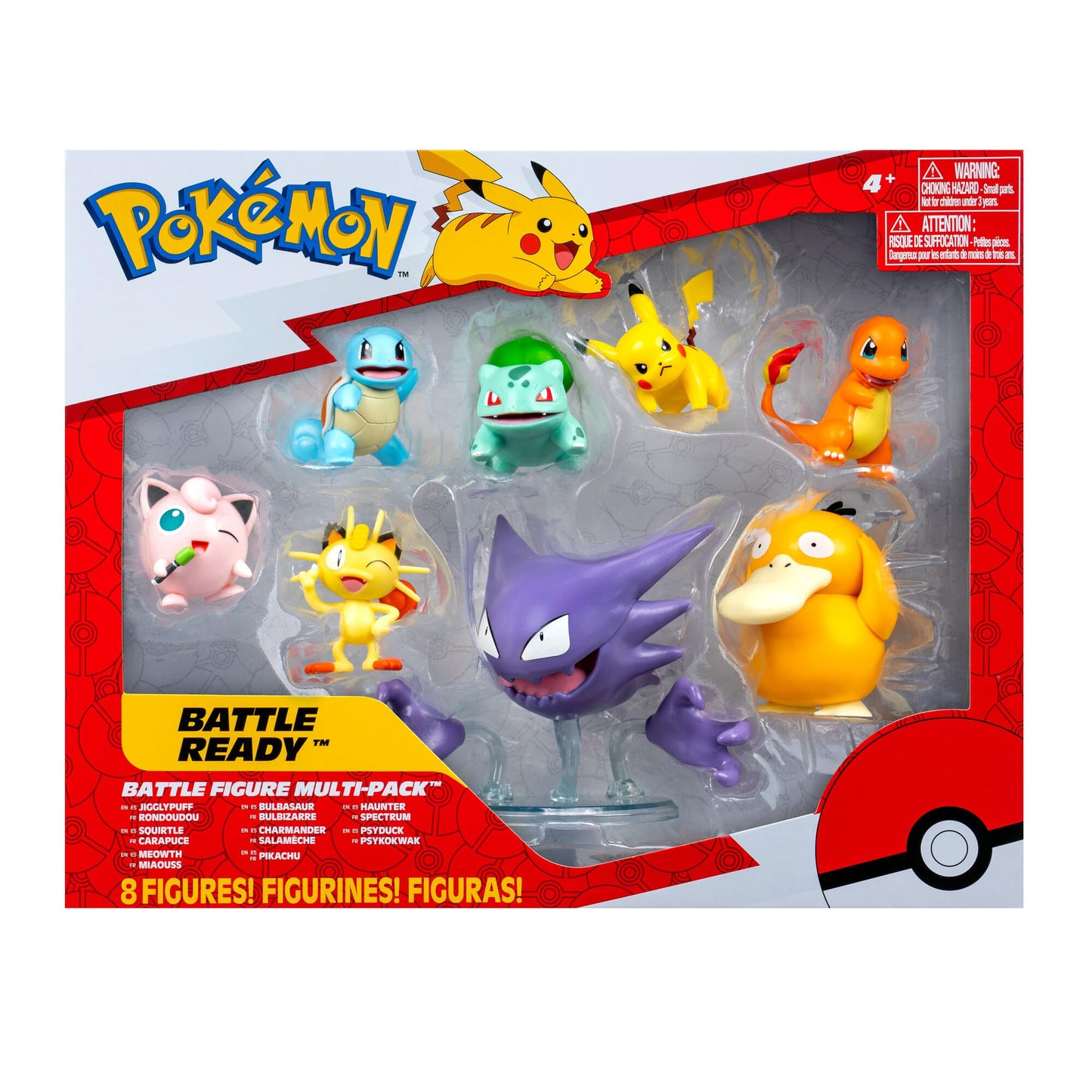 Pokemon Battle Figure 8 Pack - Six 2-Inch and Two 3-Inch Battle Ready Figures including Pikachu