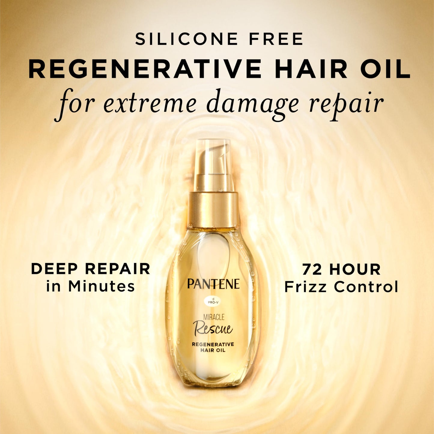Pantene Miracle Rescue Regenerative Hair Oil - 2.0 FL Oz - Deep Repair Treatment for Dry & Damaged Hair