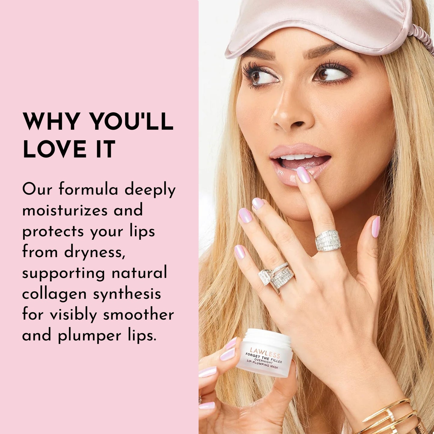 LAWLESS Forget the Filler Lip Mask - Sweet Dreams Overnight Lip Plumper & Hydrator with Natural Ingredients, 0.28 oz