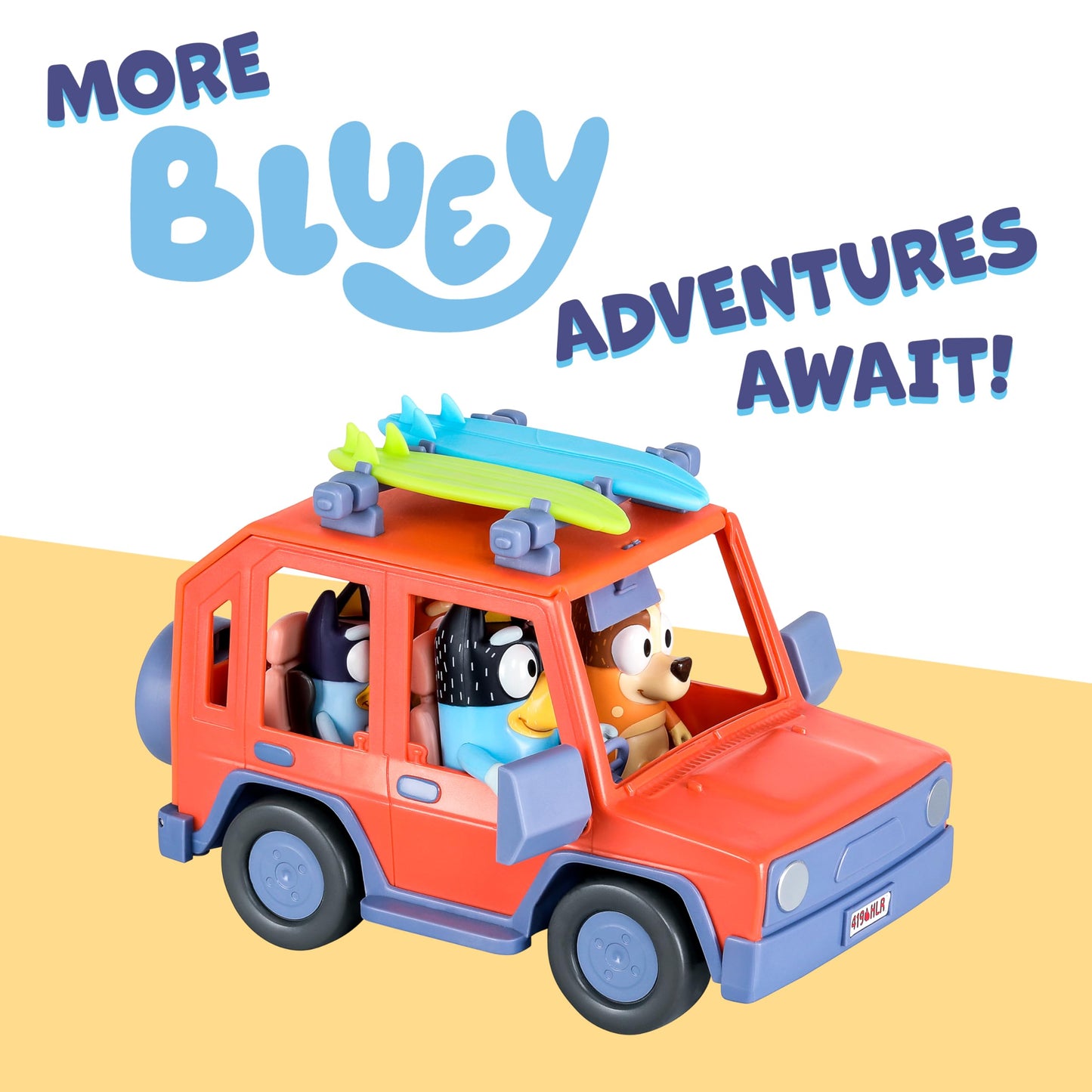 Bluey Heeler 4WD Family Toddler Toy Car with 4 Figures, Surfboards and Sticker Sheet, Pretend Play, Toys for Kids Ages 3+, Amazon Exclusive