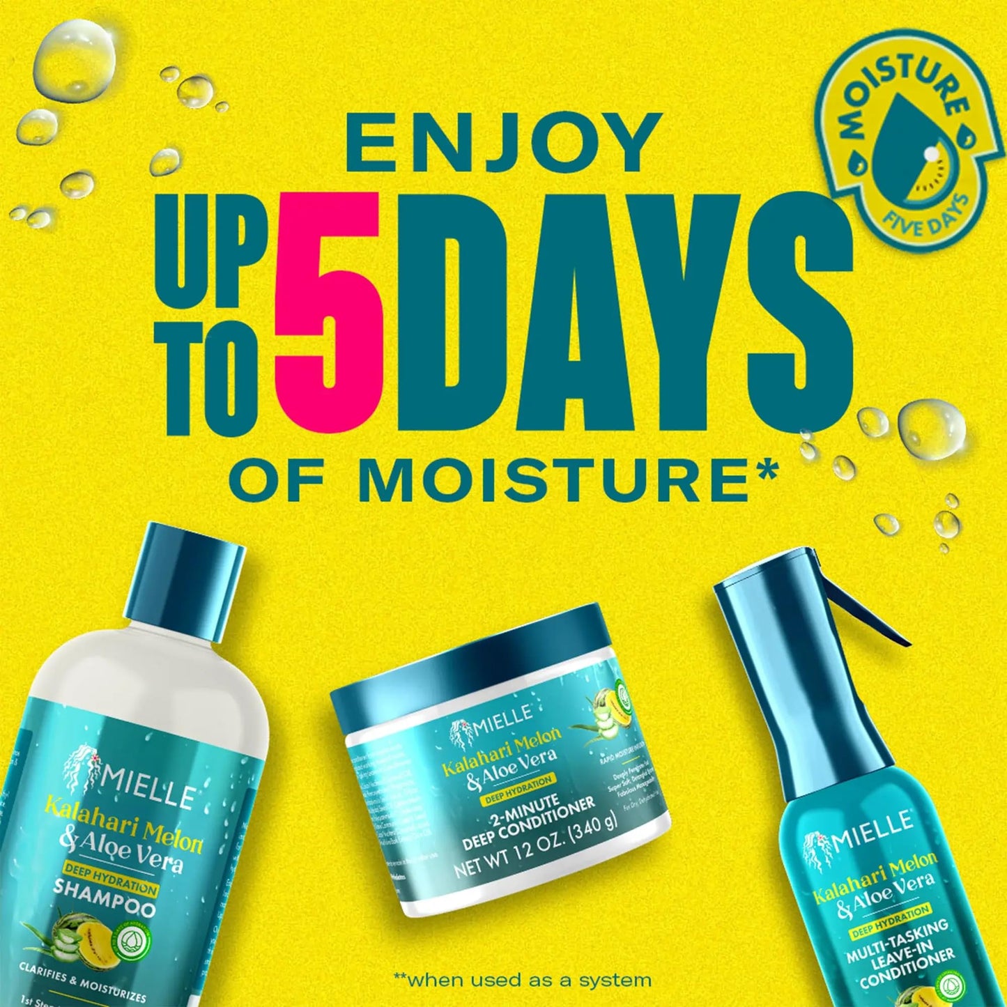 Mielle 2-Minute Deep Conditioner with Kalahari Melon & Aloe Vera – Fast Moisture Boost for Dry, Curly & Textured Hair – Softens & Detangles, 12 oz