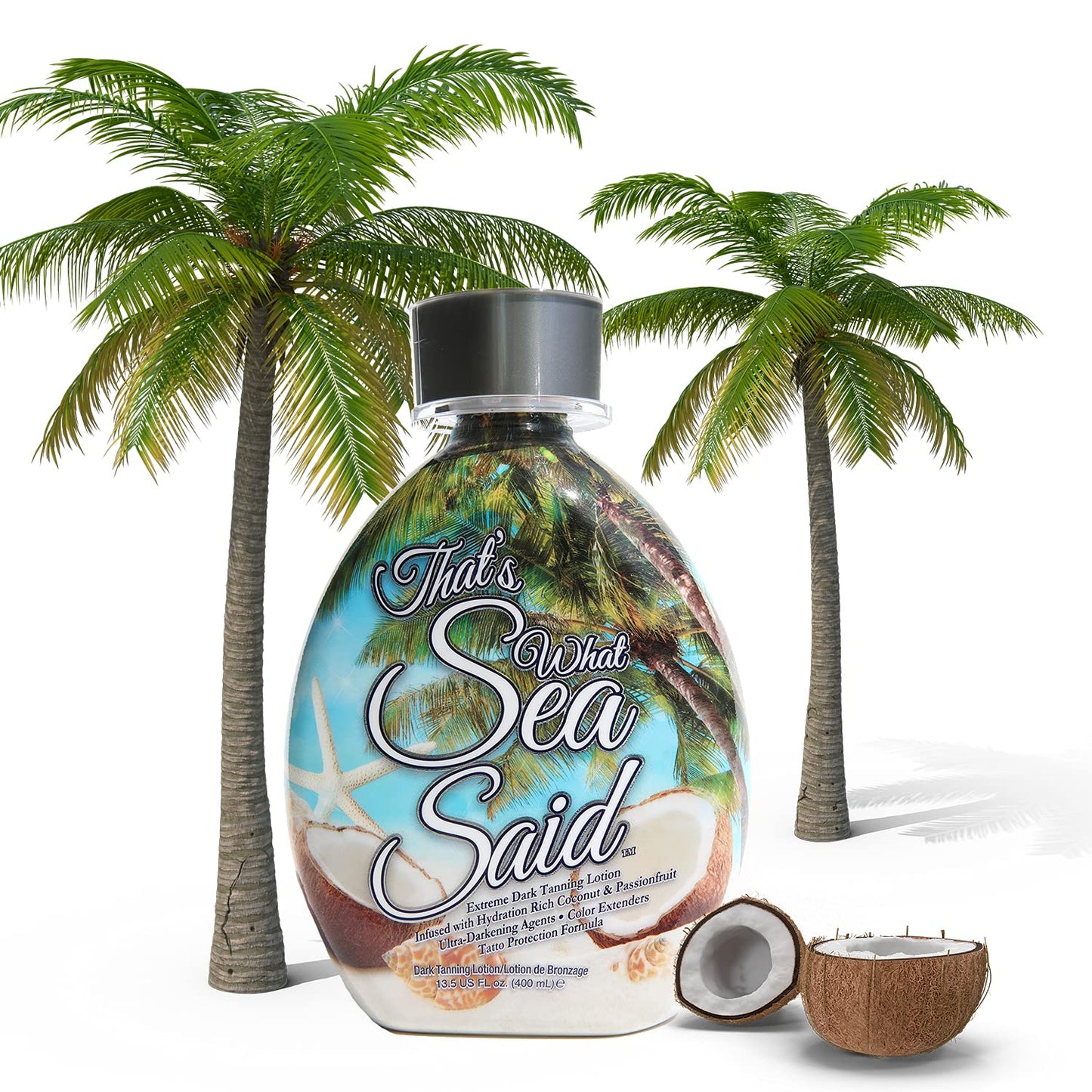 That’s What Sea Said Tanning Lotion Accelerator – Indoor & Outdoor Use, Safe for Face, Body & Tattoos, Coconut Oil, No Bronzer