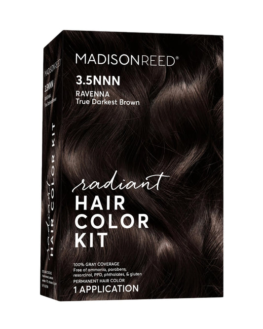 Madison Reed Radiant Hair Color Kit 3.5NNN Darkest Brown-Black (Ravenna Brown) | 100% Gray Coverage | Permanent PPD & Ammonia-Free Hair Dye, 1 Pack