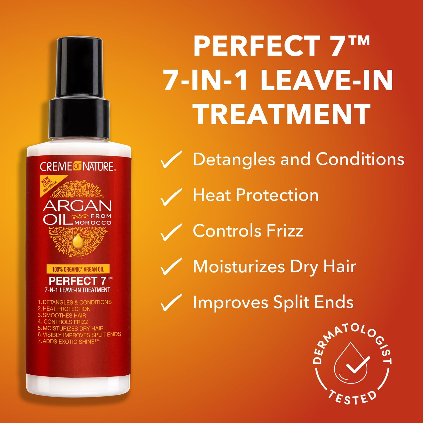 Creme of Nature, Argan Oil for Hair, Perfect 7-in-1 Leave-in Treatment, for Healthy Hair with Exotic Shine, 5.1 Fl Oz (Package May Vary)