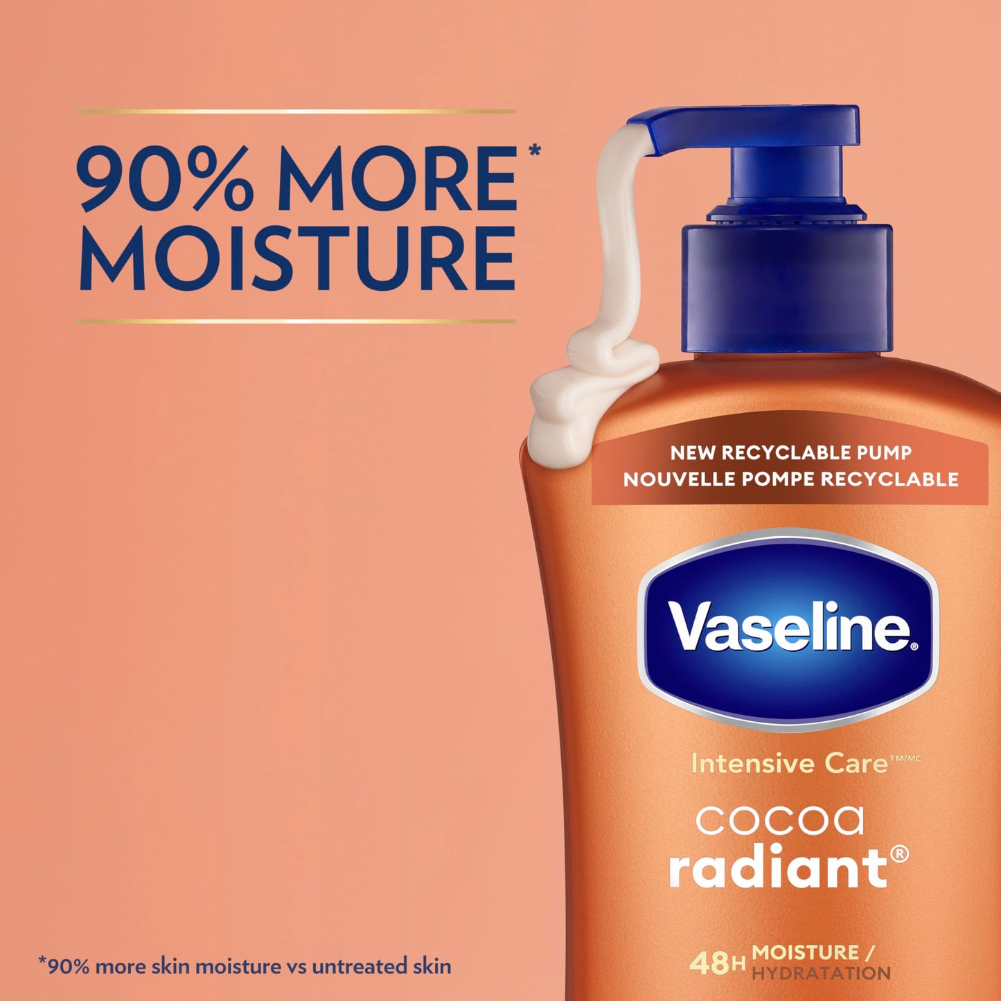 Vaseline Intensive Care Cocoa Radiant Body Lotion 3-Pack, 20.3 oz Each, Ultra-Hydrating with Cocoa Butter for Dry Skin & Radiant Glow