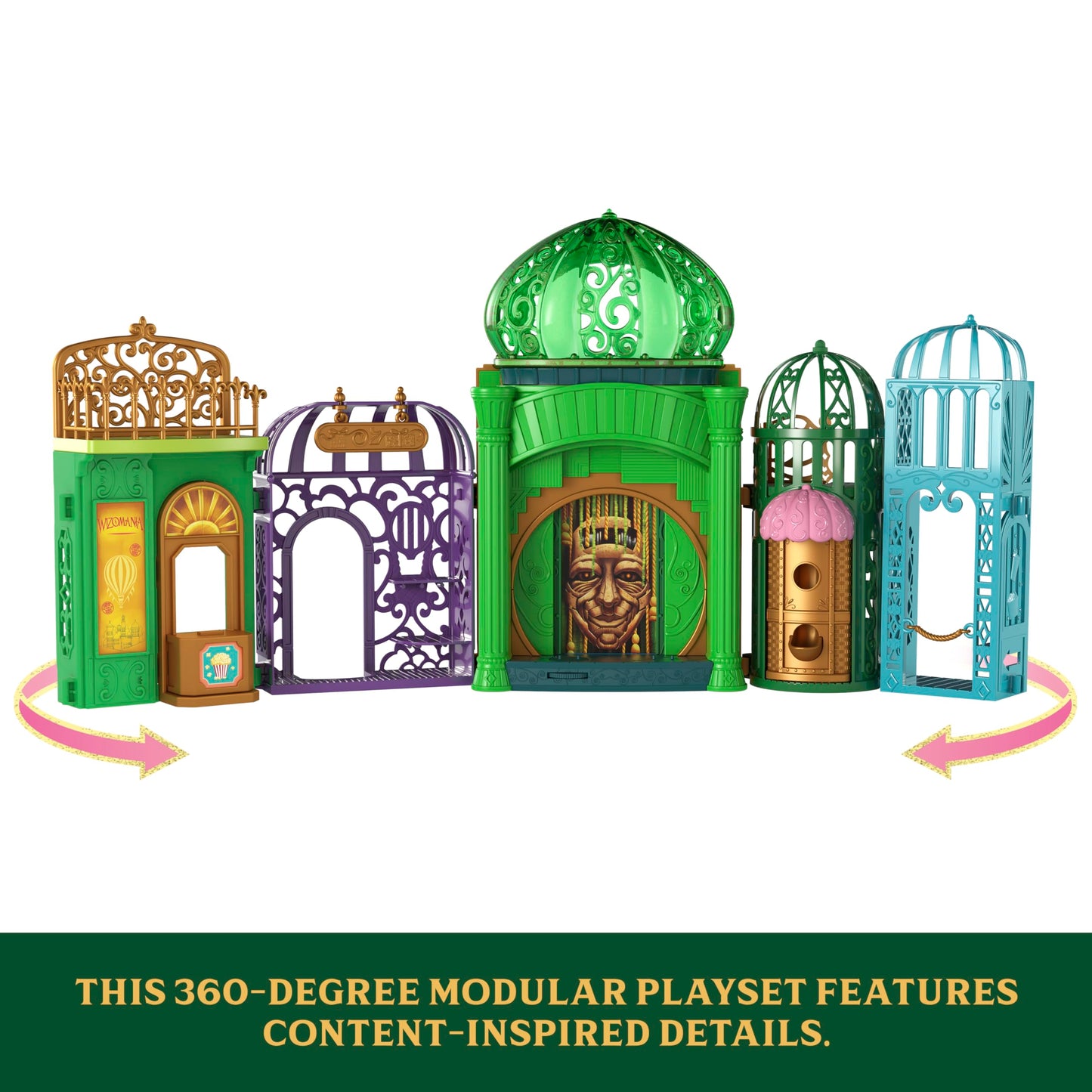 Mattel Universal Pictures’ Wicked Emerald City Playset with Glinda & Elphaba Small Dolls, 5 Play Spaces & 15 Accessories, Inspired by The Movie