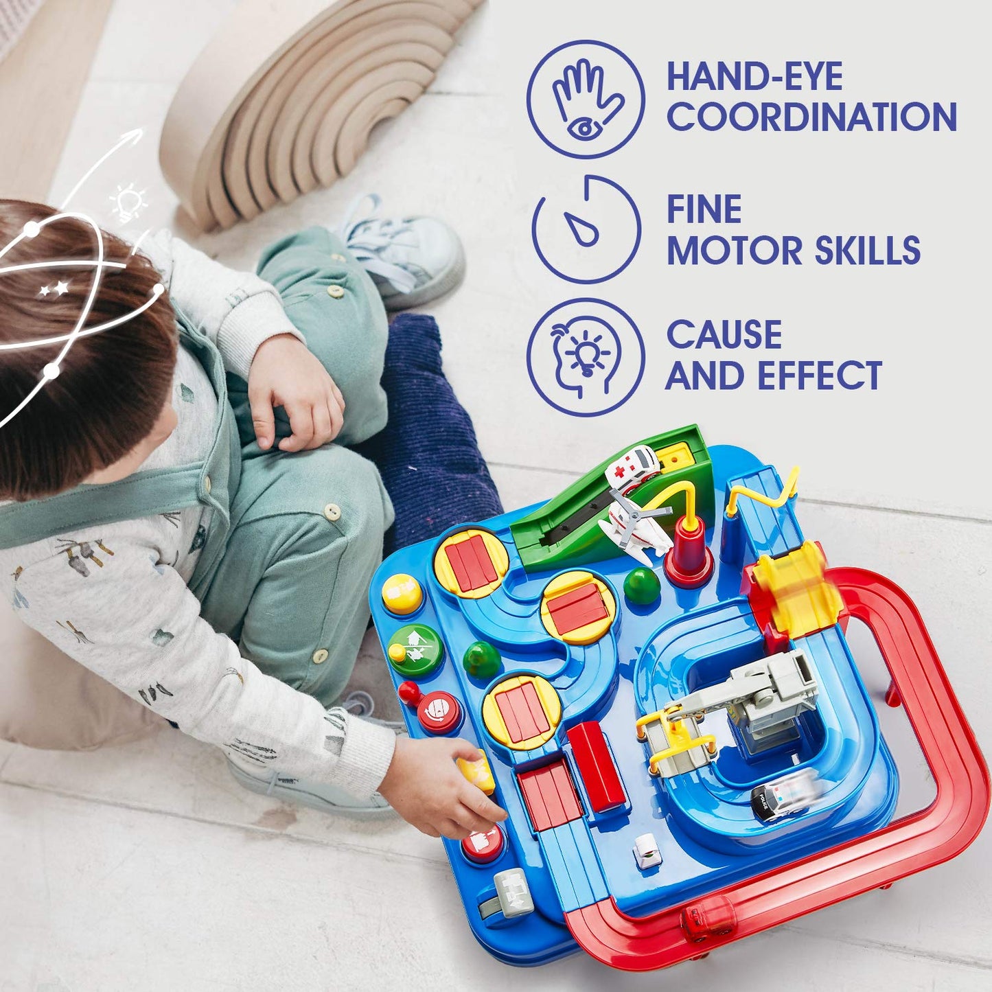 STEM Toys for 3-5 Year Old Boys – Large Race Track Car Playset, Montessori Educational Gift for Fine Motor Skills, Birthday & Christmas
