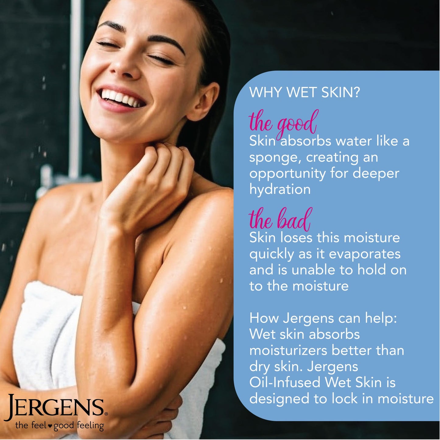 Jergens Wet Skin Body Moisturizer with Coconut Oil, In Shower Lotion for Dry Skin, Fast-Absorbing, Non-Sticky, Dermatologist Tested, 10 Oz