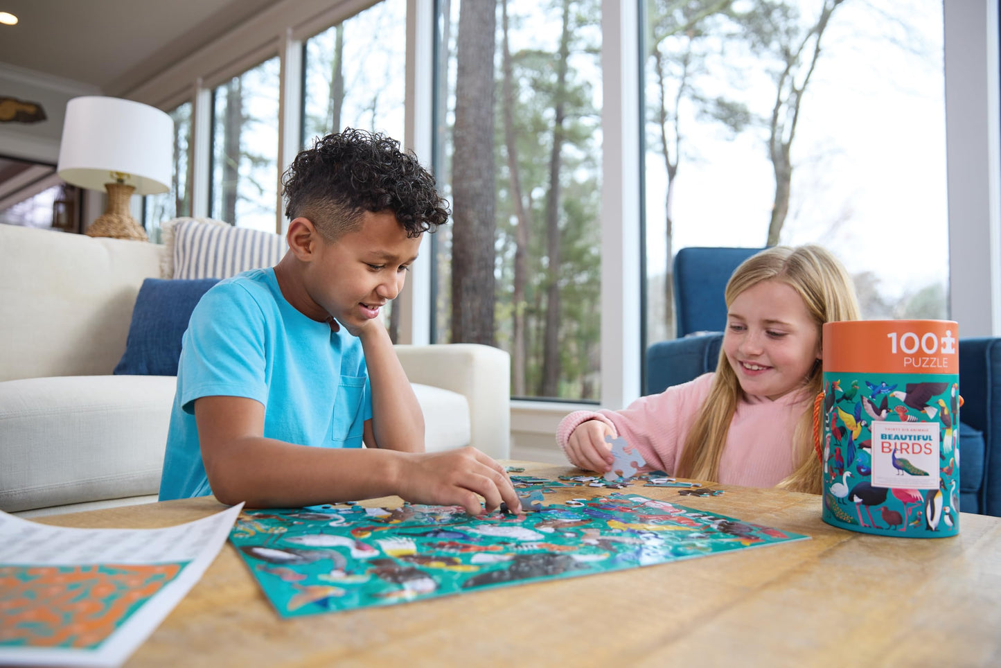 Crocodile Creek 100-Piece Jigsaw Puzzle – Sharks Theme for Kids 5+, Educational Table & Floor Puzzle with Storage Canister, 14"x19"