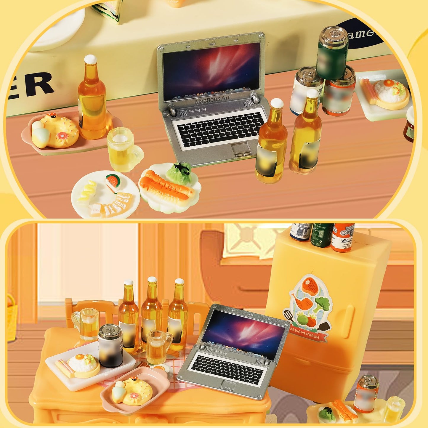 1:12 Scale 11 Pcs Miniature Beer Bottles and Beer Cans Mini House Drink Accessories for Fairy Garden Pub Bar Decoration Dollhouse Beer Glass Model