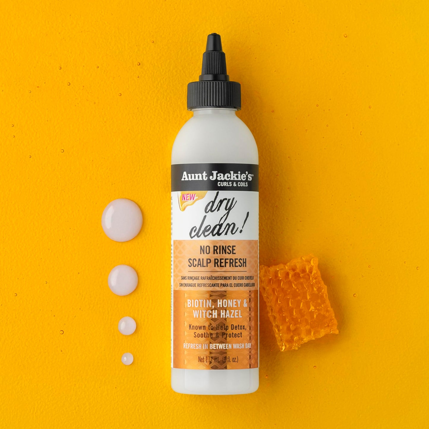 Aunt Jackie's Braid + Twist Dry Clean! No Rinse Scalp Refresh – Detox & Moisturize with Witch Hazel, Biotin, Honey & Scalposine – 6 fl oz