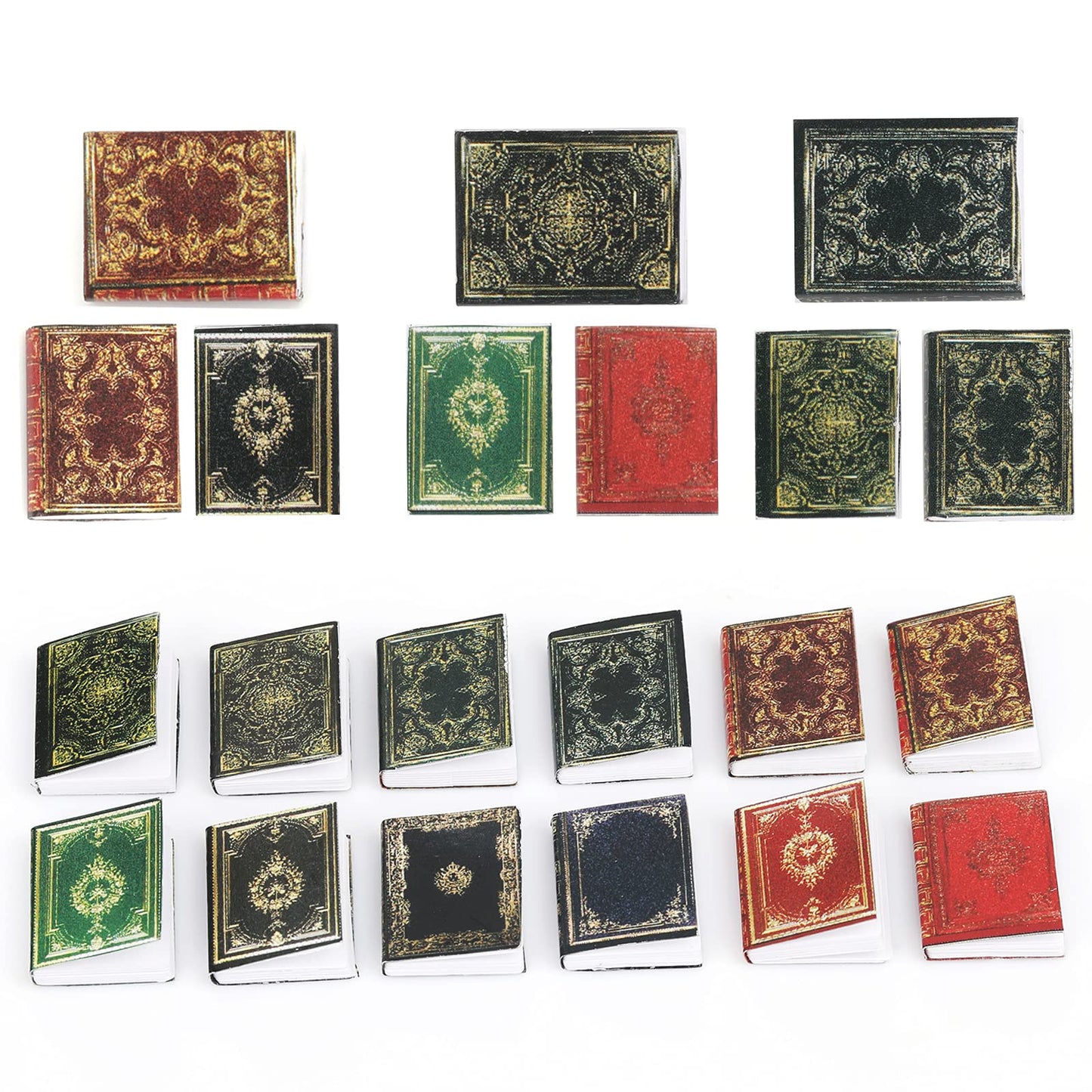 Molain 12 Pcs Miniature Dollhouse Books, 1:12 Scale Mini Books for Dollhouse Decoration, Pretend Play Accessories for Boys & Girls