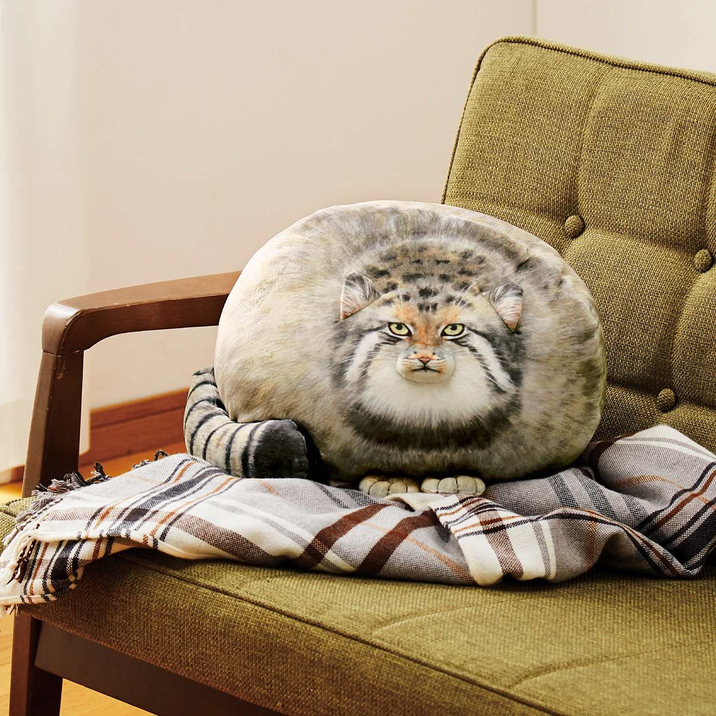 Pallas Cat Stuffed Animal Plush, Cute Steppe Kitten Plush Pillow Doll, Soft Plush Toy Gift for Kids & Adults, 18 Inch Body Pillow