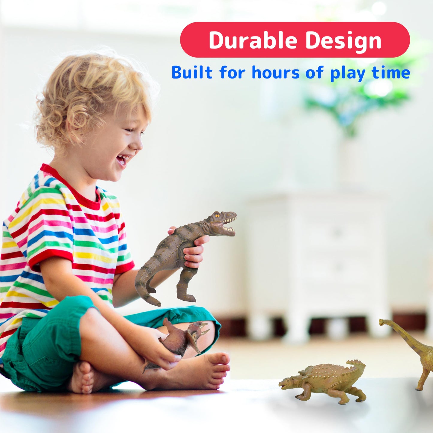 PREXTEX Jumbo Dinosaur Toy Set – 5 Large Realistic Hand-Painted Dino Figures for Kids, Play & Learning, Giant Dinosaur Toys