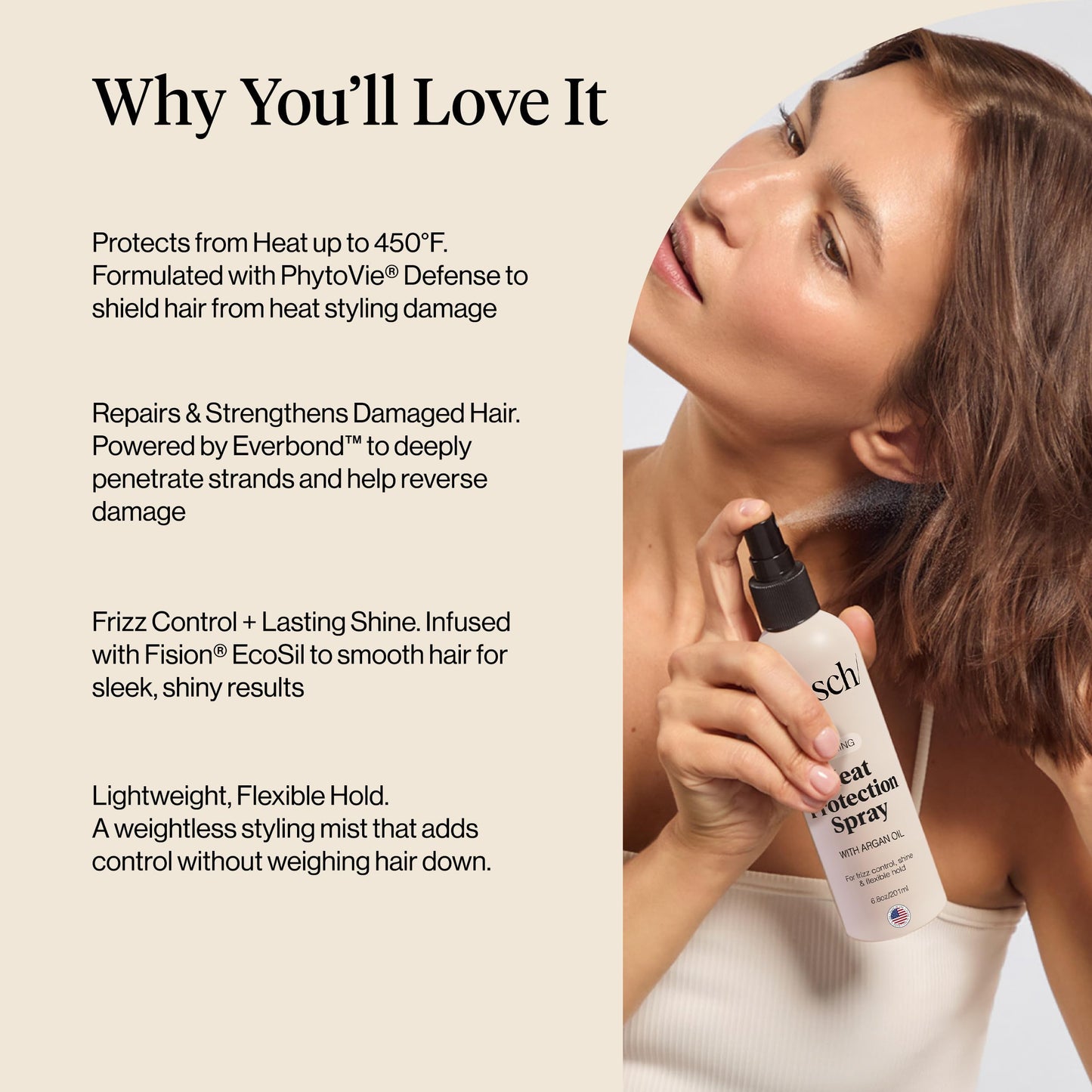 Kitsch Heat Protectant Spray for Hair with Argan Oil – Shields Up to 450°F – Fights Frizz, Adds Shine & Prevents Damage – 6.8 fl oz