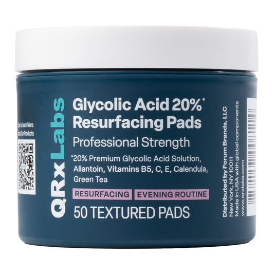 Glycolic Acid 20% Peel Pads for Face & Body with Vitamins B5, C & E, Green Tea & Calendula – Exfoliates & Reduces Fine Lines