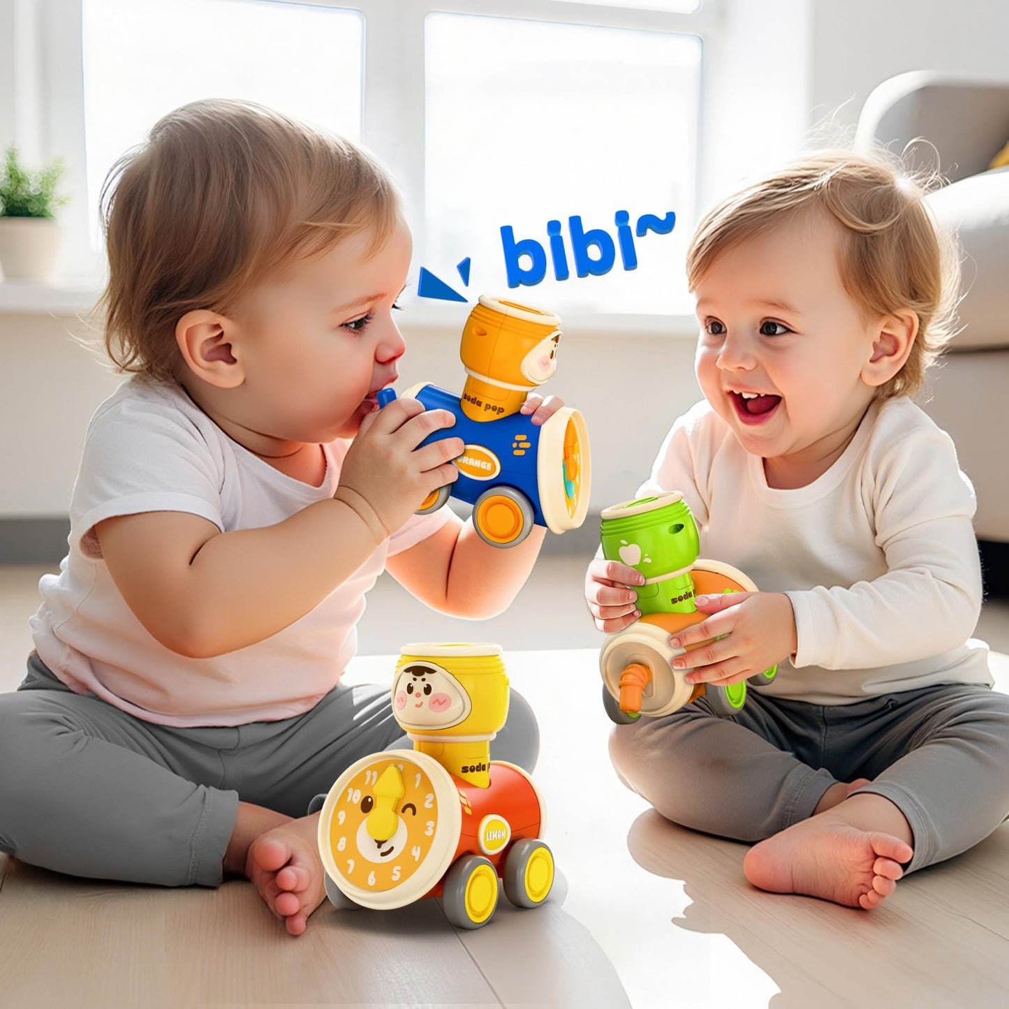 iPlay iLearn Press & Go Car Toy Set for Toddlers 1-3, Friction Push Racing Cars, Infant Vehicle Playset, 1st Birthday Gift for Boys & Girls