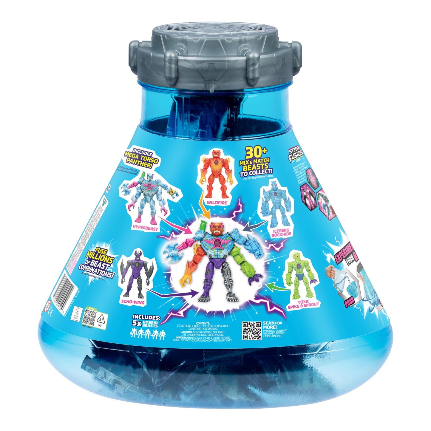 MRBEAST LAB Hybrids Mega Pack – Mix & Match 5 Action Figures, Reveal 30+ Beasts, Mega Torso Panther Experiment with Real Colors