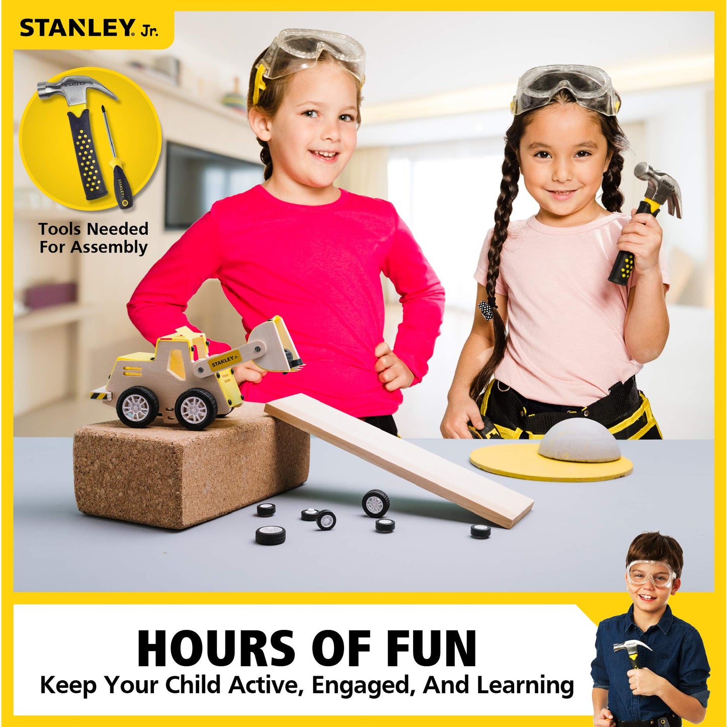 Stanley Jr. Construction Toy Truck Front Loader Wood Craft Kit - DIY Assemble Toy for Kids