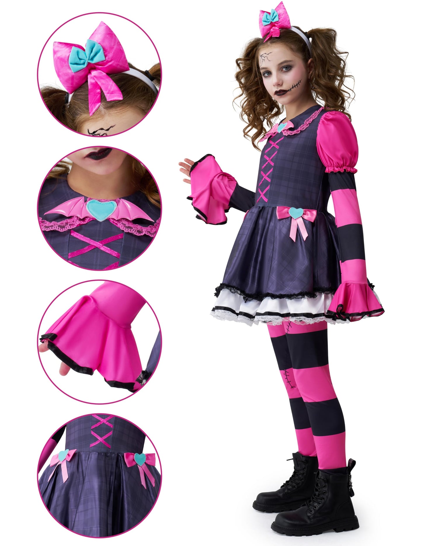 Spooktacular Creations Halloween Creepy Scary Doll Costume for Girls, Halloween Costume Set for Kids, Girls Spooky Doll Outfit