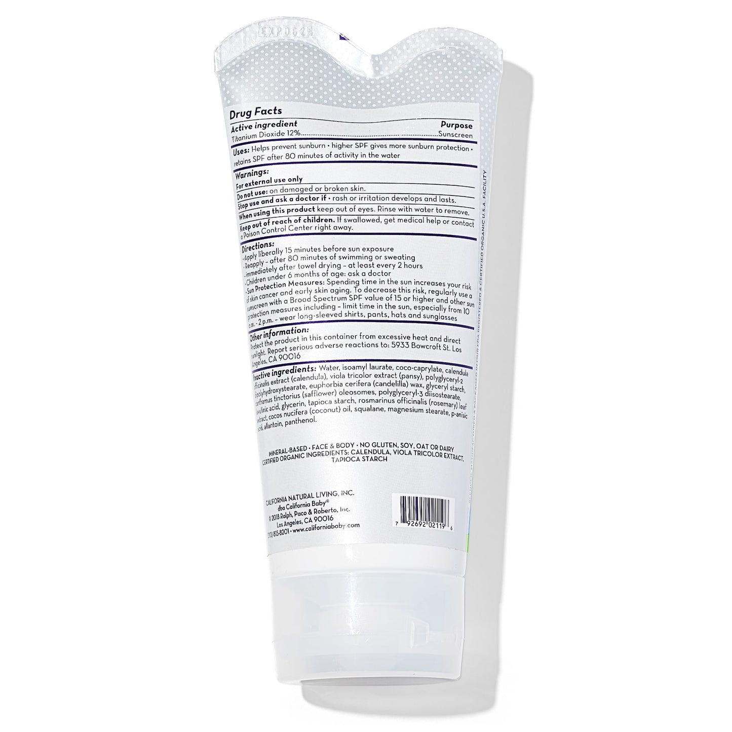 California Baby Super Sensitive SPF 30+ Sunscreen | Unscented | Mineral Based | Titanium Dioxide | Travel Size Baby Sunscreen for Face + Body | 2.9oz