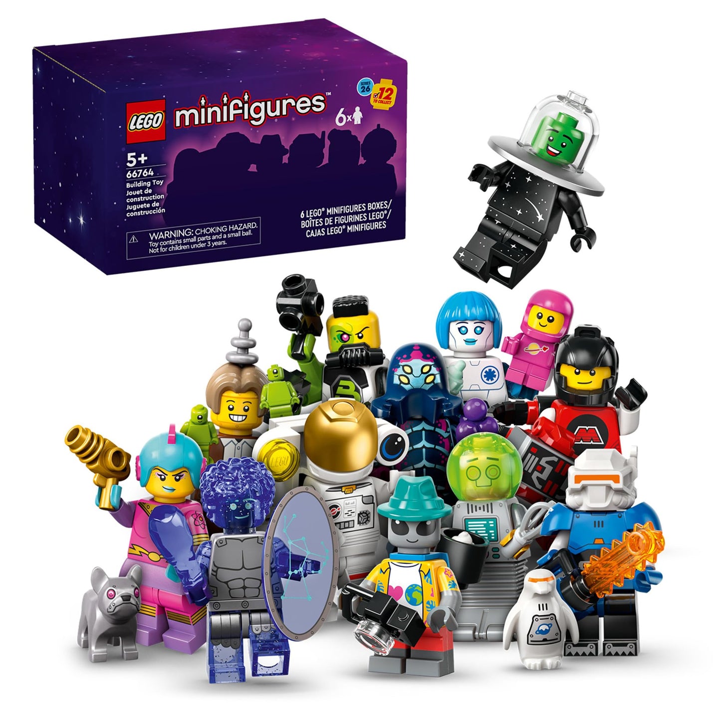 LEGO Minifigures Series 26 Space 6-Pack – Collectible Sci-Fi Minifigures for Kids 5+, Building Toy & Gift Idea, Set 66764