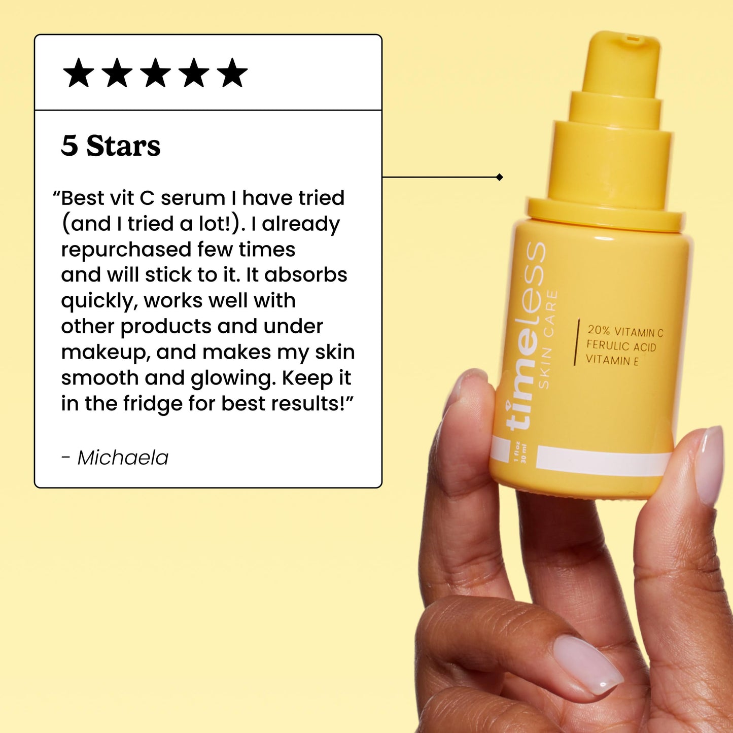 Timeless Skin Care Vitamin C Serum with Vitamin E & Ferulic Acid - Brightening Serum - for Oily & Dry Skin - Fragrance-Free - 1 oz