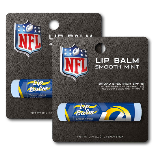 FANMATS 37420 NFL - Los Angeles Rams SPF 15 Lip Balm 2-pk | Royal Blue | 2.5"x 1" | Ram Head Secondary Logo