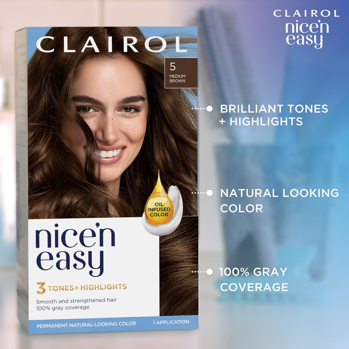 Clairol Nice'n Easy Permanent Hair Dye, 6R Light Auburn Hair Color, Pack of 1